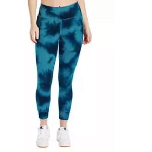 Champion Blue & Black Tie Dye Print Mid Rise Sport Jogger Tight in Cloud Burst M